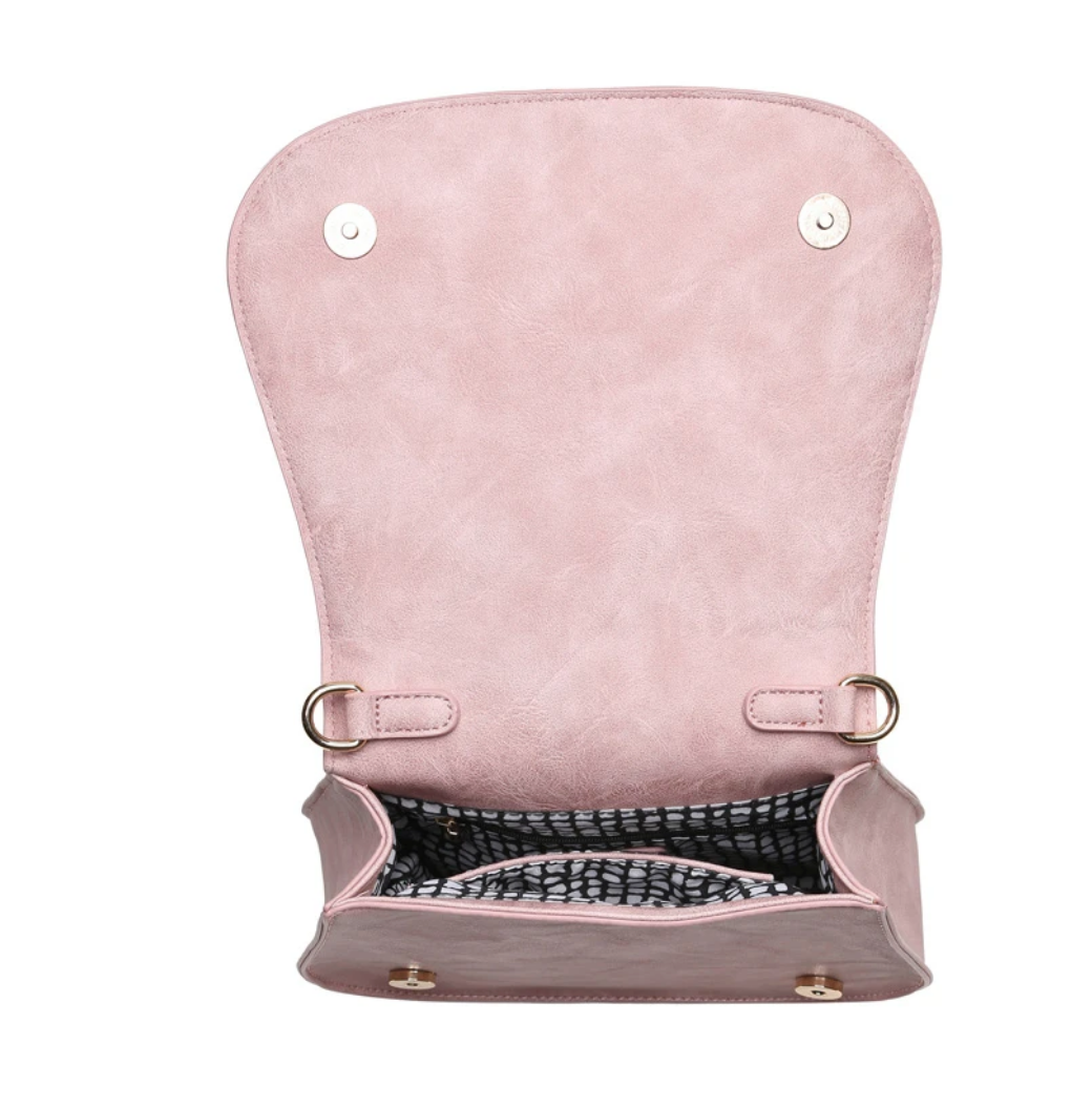 Khloe Mini Dusty Rose Vegan Leather Messanger Saddle Bag