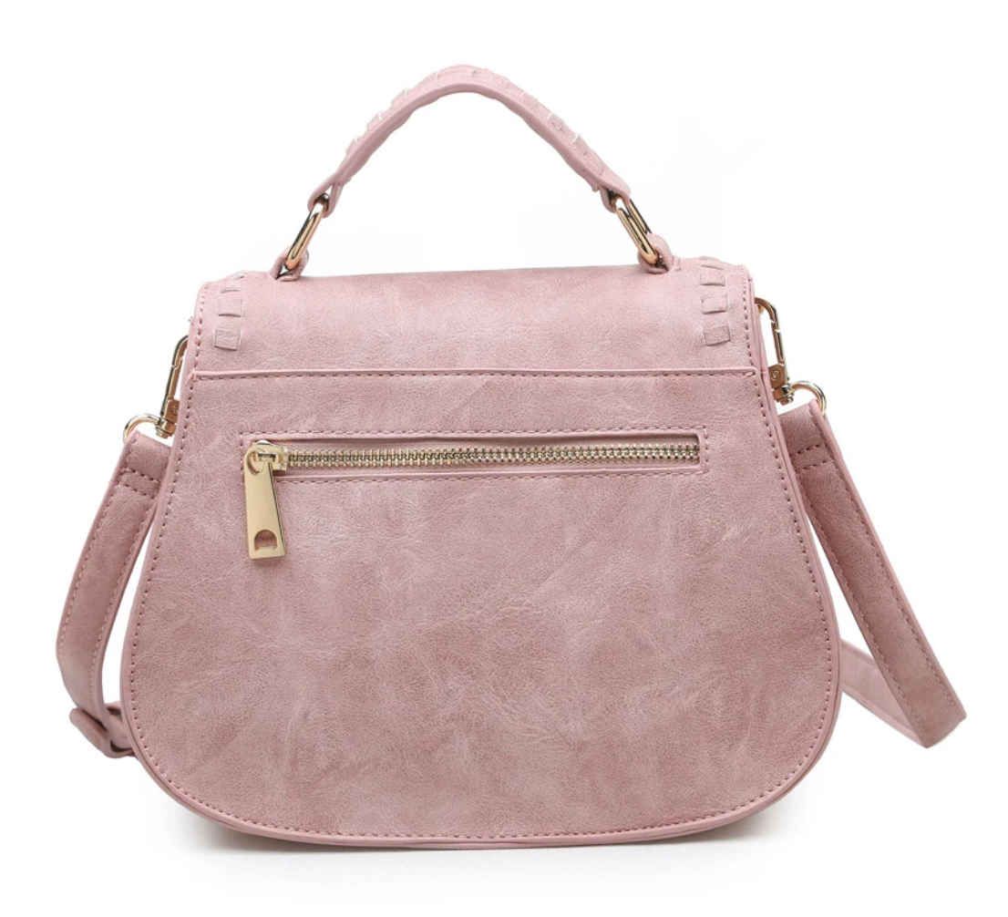 Khloe Mini Dusty Rose Vegan Leather Messanger Saddle Bag