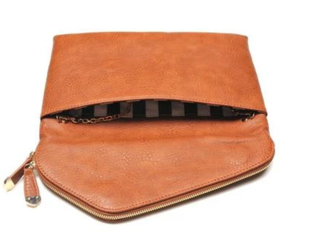 Stella Crossbody Envelope Clutch Bag Tan