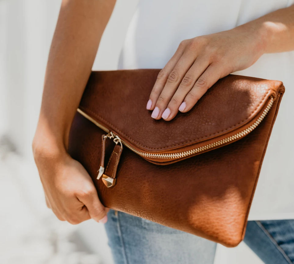 Stella Crossbody Envelope Clutch Bag Tan