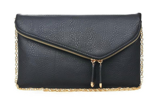 Stella Crossbody Envelope Clutch Bag Black