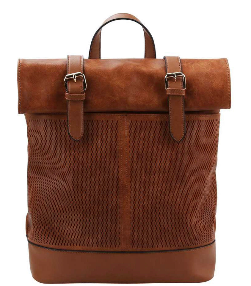 Vegan Leather Rolled Backpack