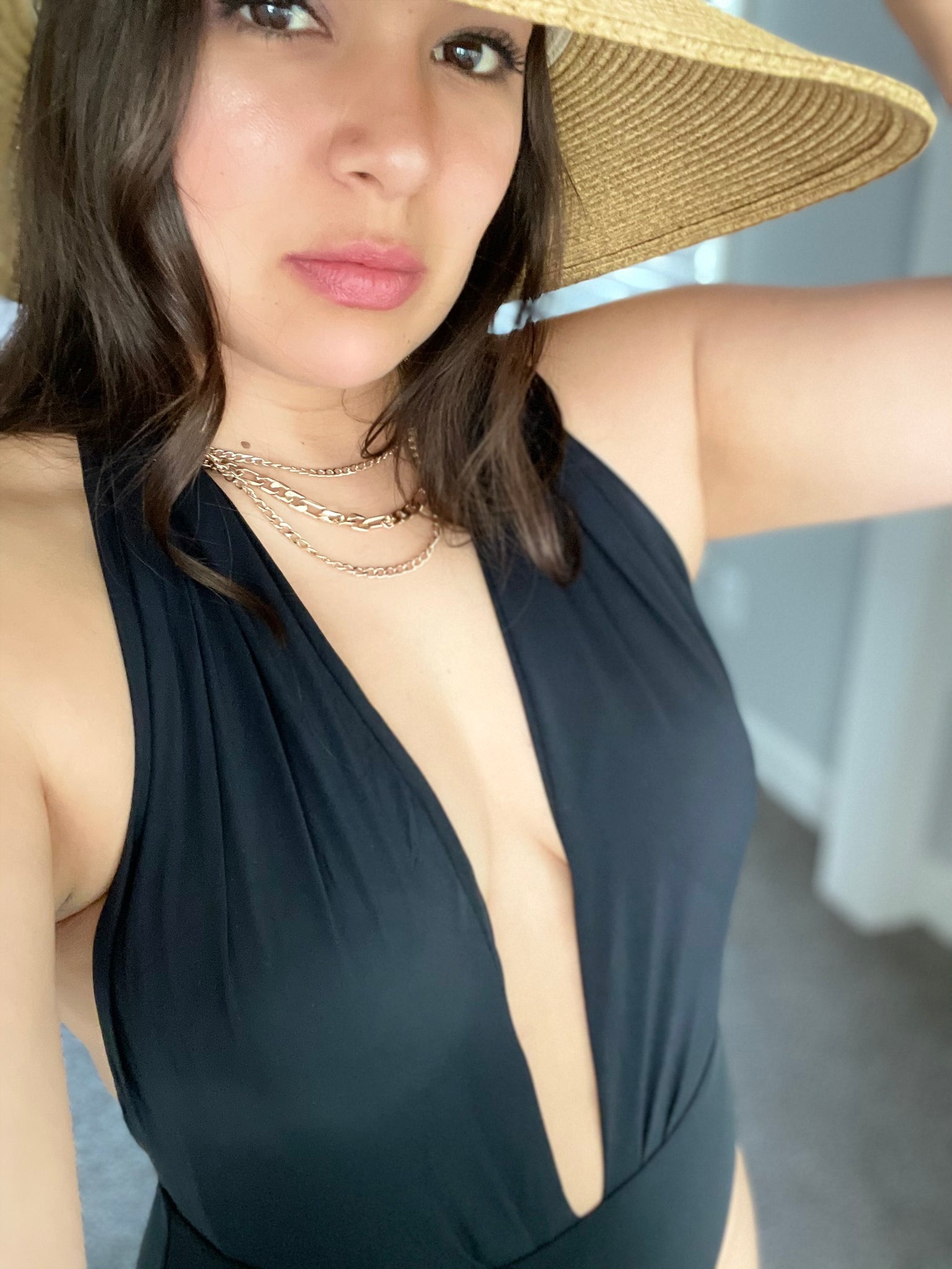 Black Deep V Classic Swimsuit